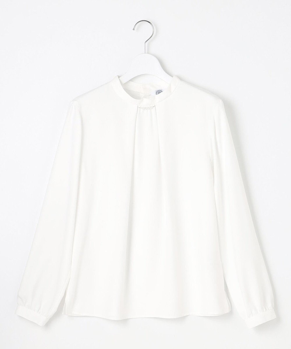 J.PRESS LADIES L 【洗える】ヌーディスバックサテン スタンドカラー ブラウス 