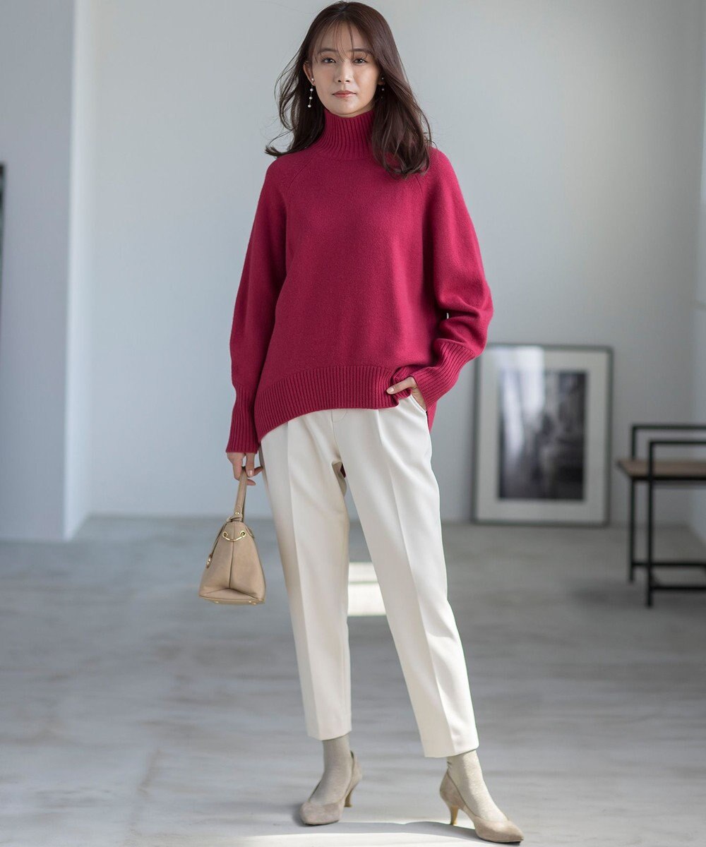 組曲 【暖かい・美シルエット・ストレッチ】バックウォーム テーパードパンツ 