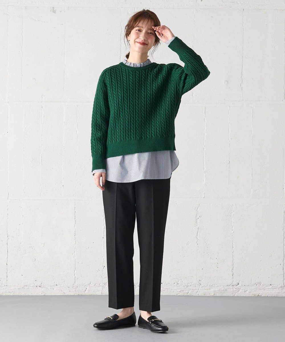 ANY L 【洗濯機可】クロップド丈ケーブルニット 