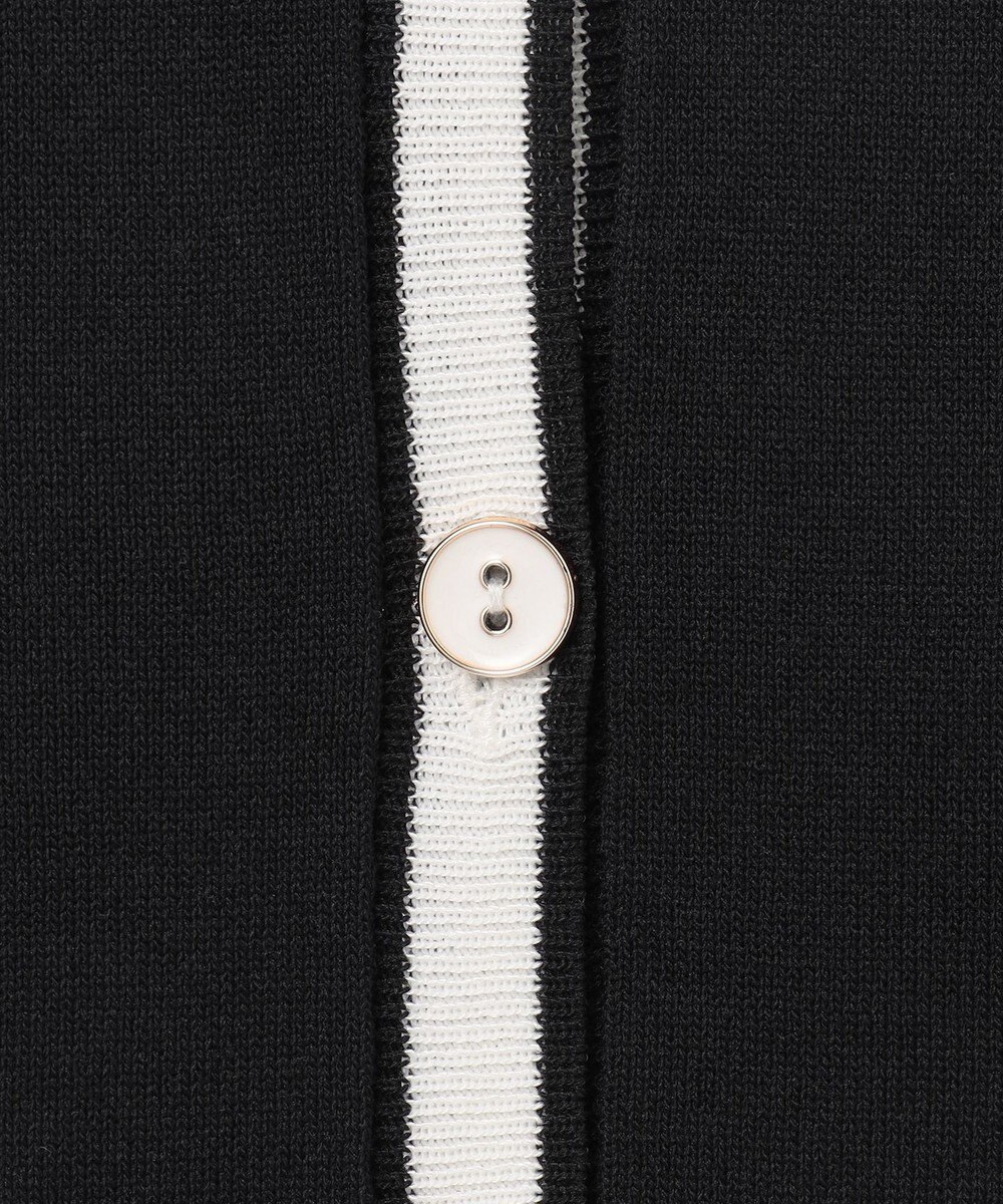 Feroux 【洗える】バイカラーハーフスリーブ カーディガン 