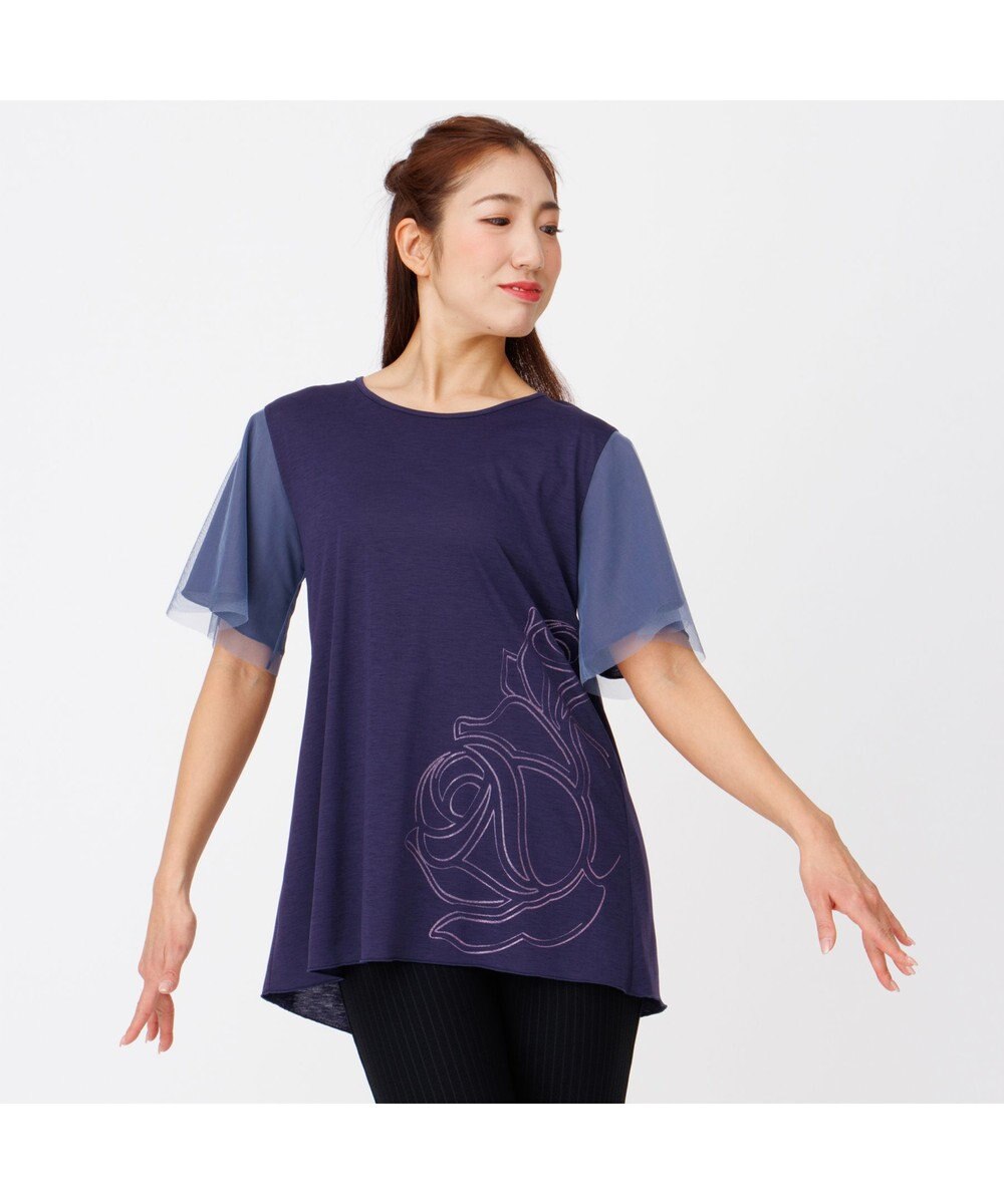 Chacott フラワープリントワンピースTシャツ 