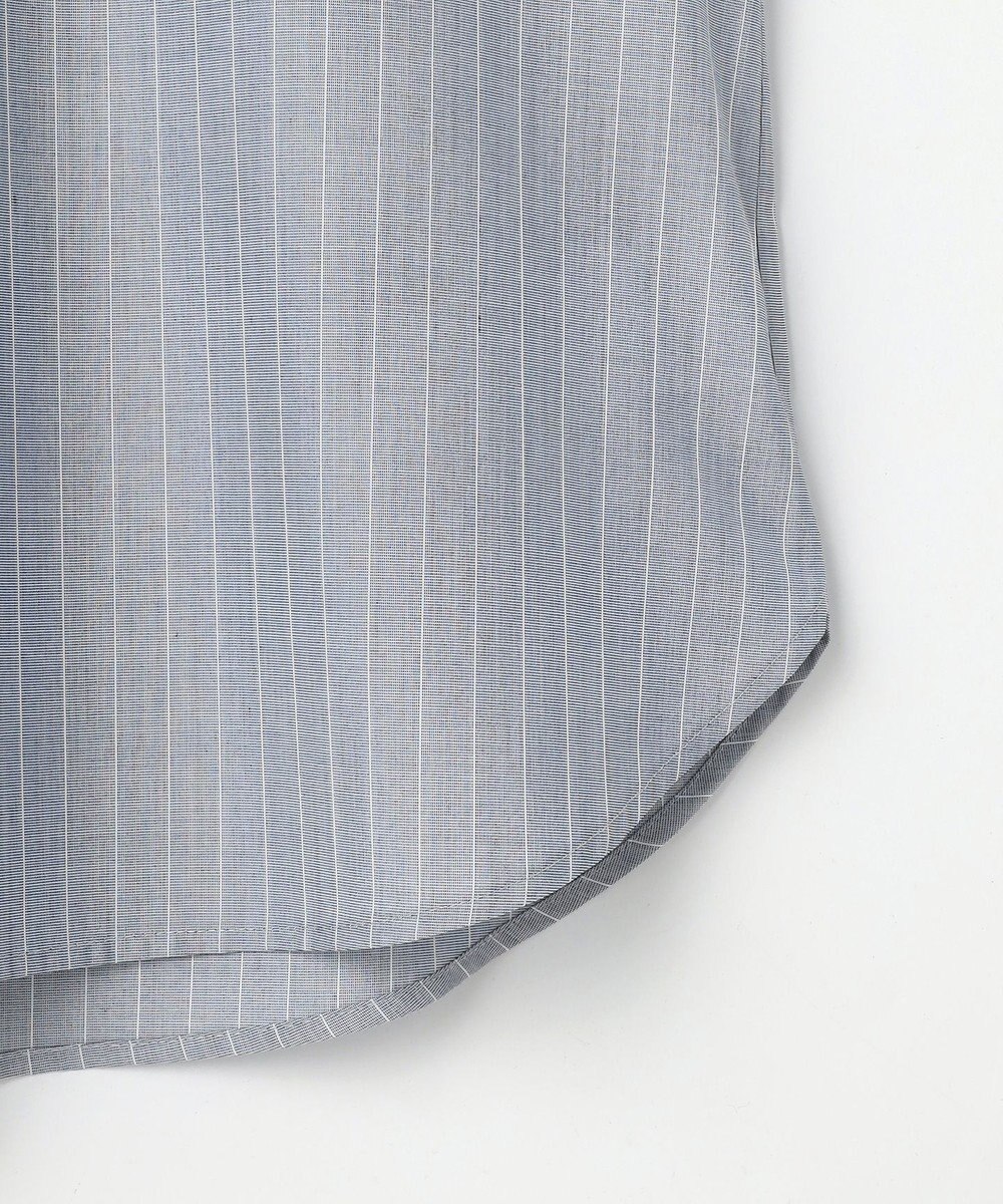 J.PRESS LADIES L ストライプ×エンブロイダリー バンドカラー ブラウス 