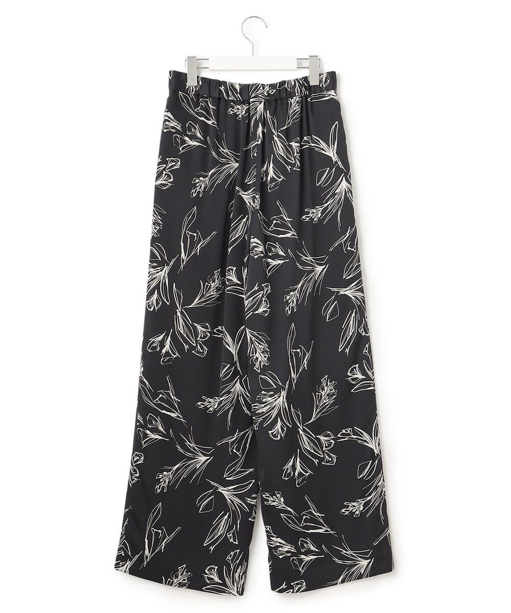 23区 L 【洗える】ラインフラワープリント ワイドパンツ 