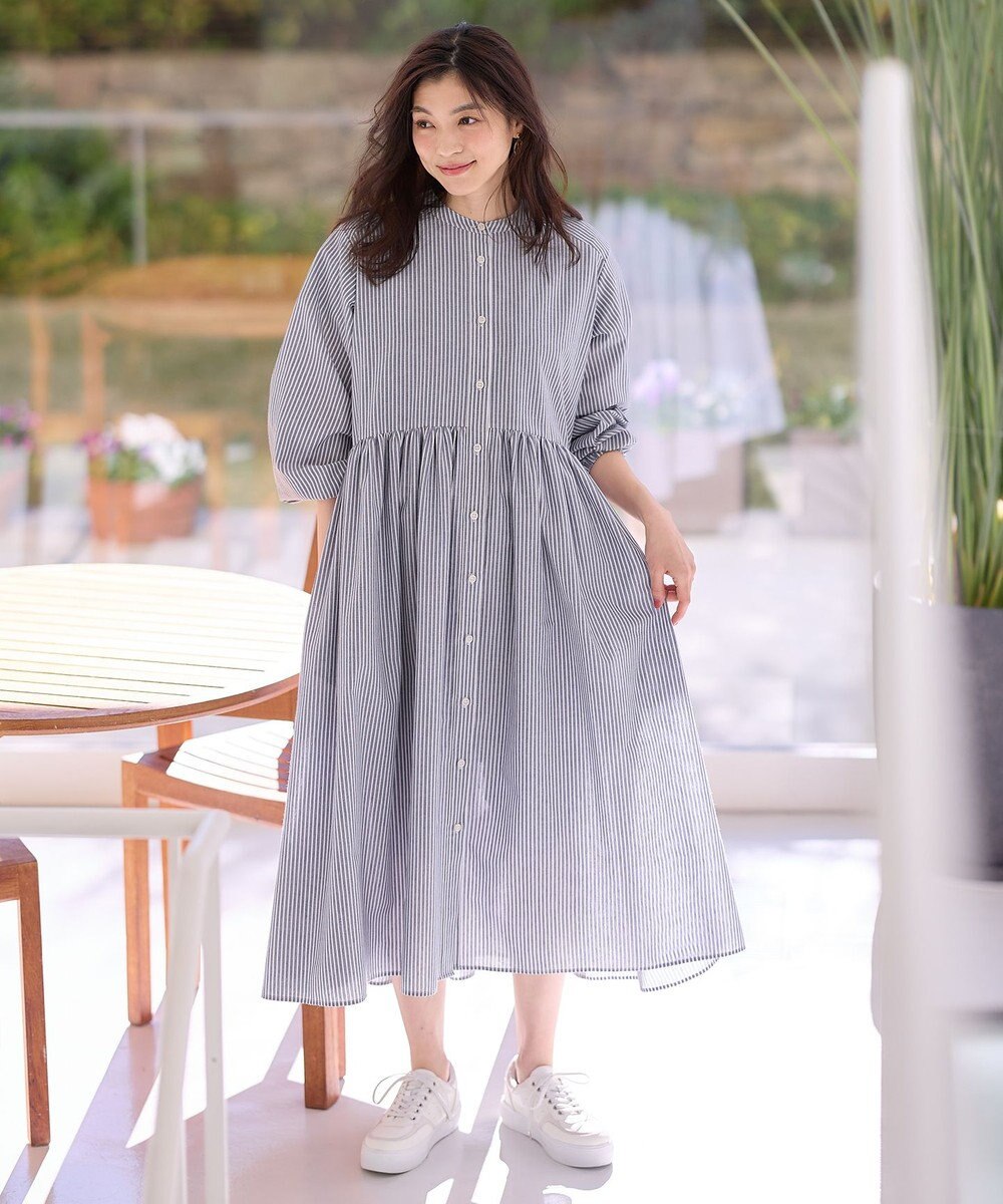 ANY 【手洗い可能】【ペチコート付】ギャザーシャツワンピース 