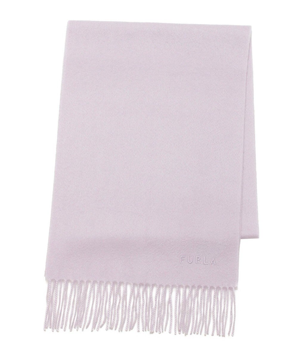 MOONBAT FURLA(フルラ）カシミヤ100％ 無地 マフラー ロゴ刺繍 手洗いOK 