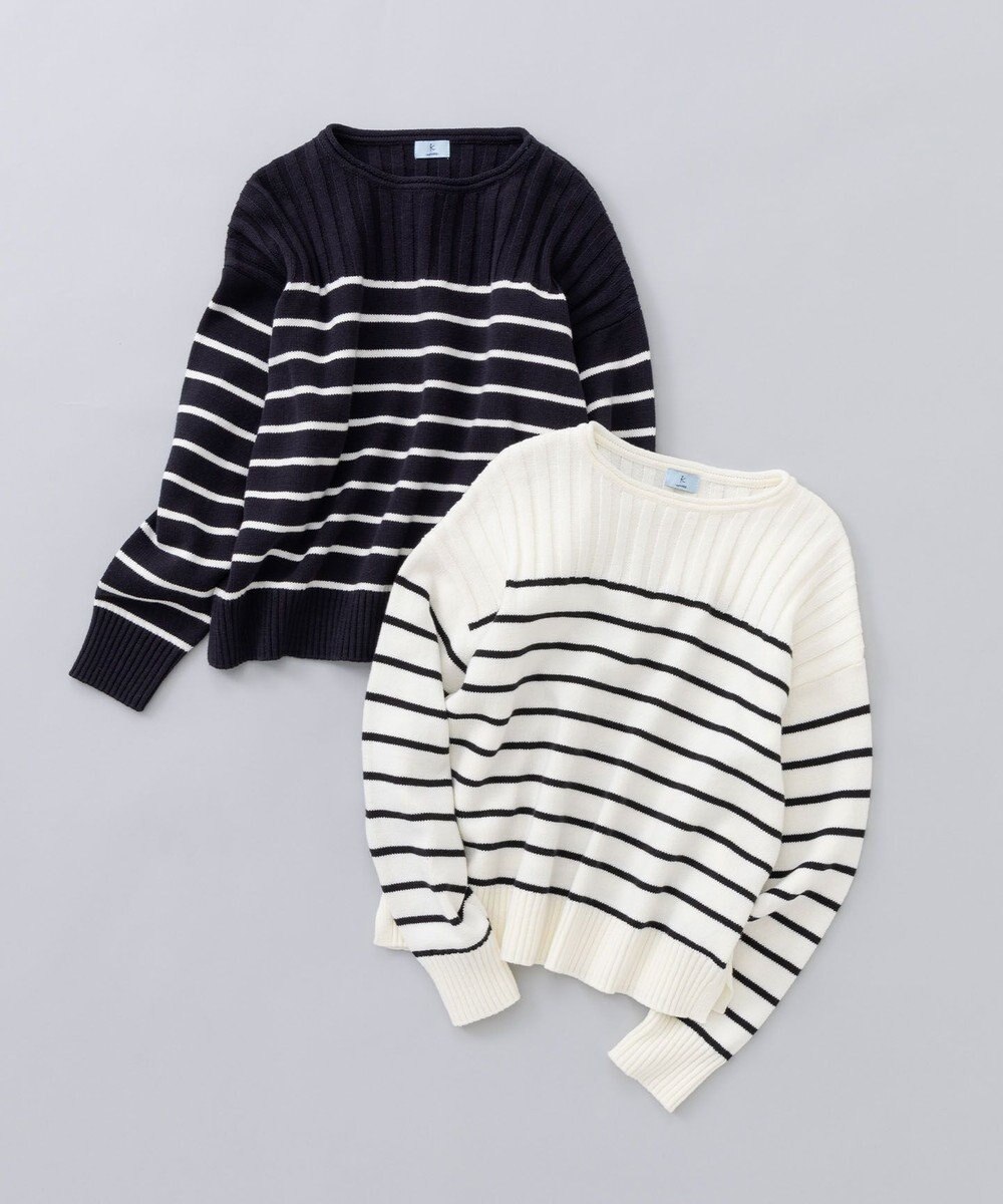 組曲 S 華奢見え パネルボーダーニット 