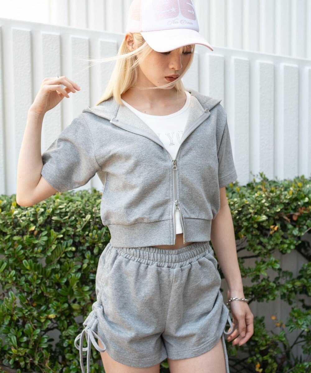 WEGO 【セットアップ対応】半袖ショートZIPパーカー 