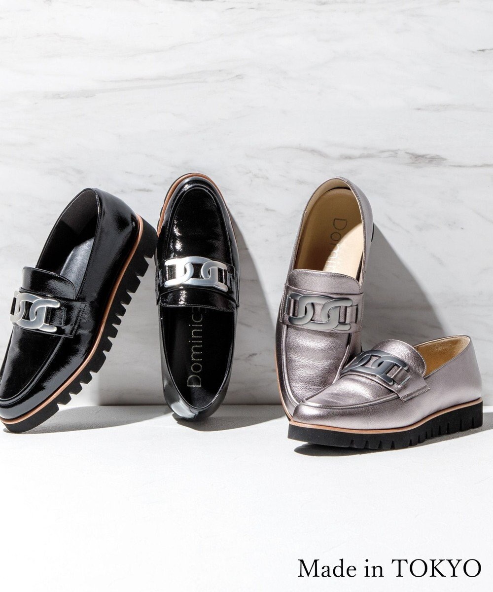 Dominic3 スニーカーソール チェーンモチーフローファー 