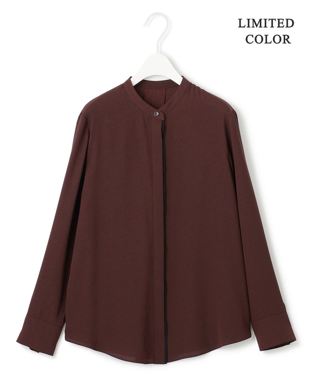 ICB L 【接触冷感・UVケア・速乾・洗える】BackSatinAmunzen バンドカラーブラウス 