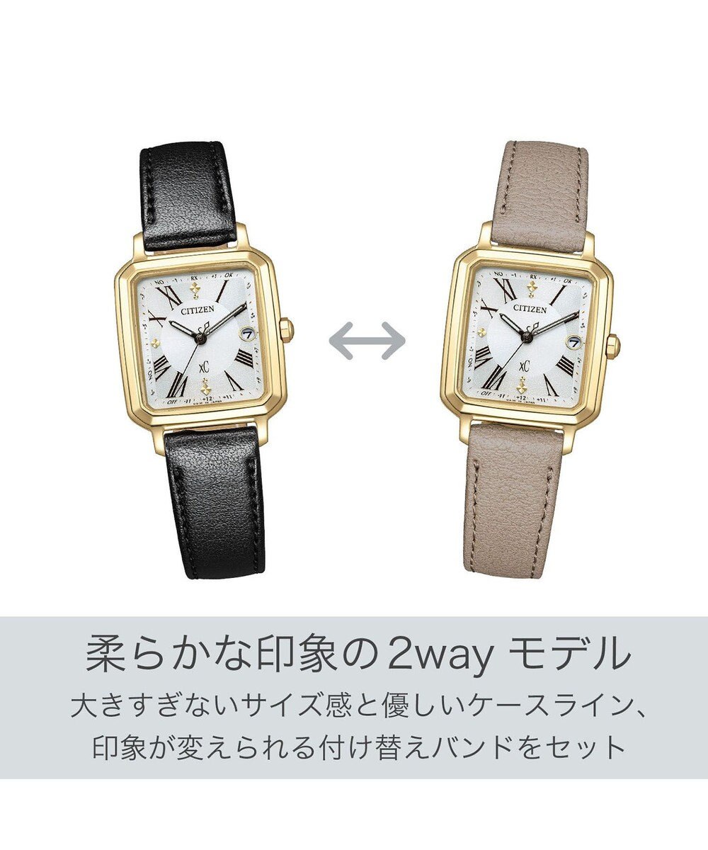 CITIZEN 【替えバンド付き2way】電池交換不要の電波時計 hikari collection Square 2way Model ES9502-12A 