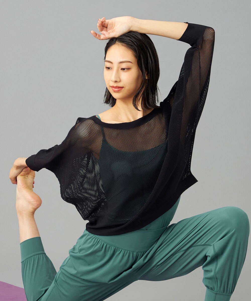 Chacott 【ノーソーイングニット】7分袖メッシュニットTシャツ 