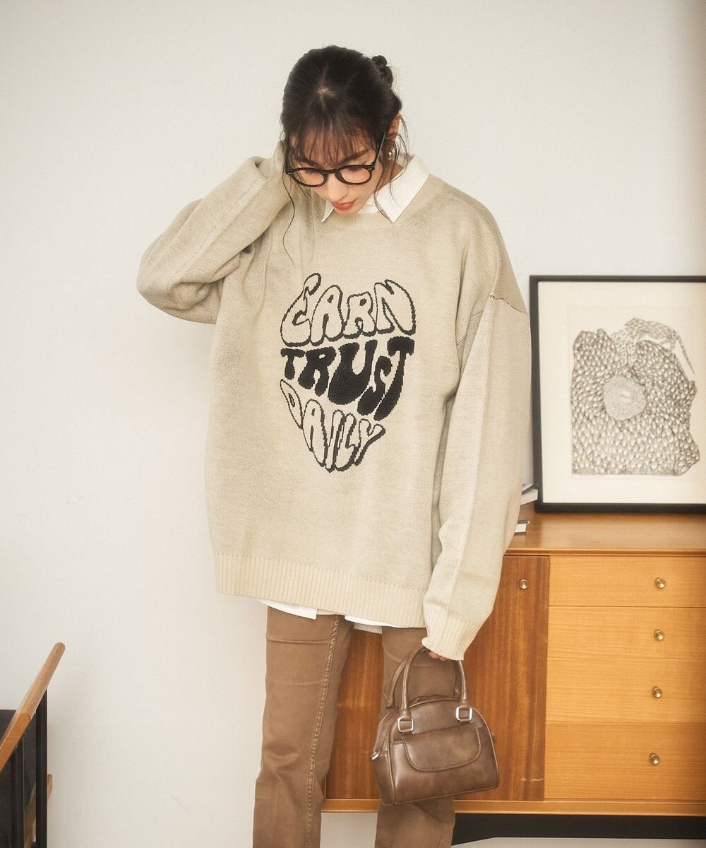 WEGO 【新色追加/ユニセックス着用ITEM/SMLサイズ展開】ジャガードグラフィックプルオーバー（LS） 