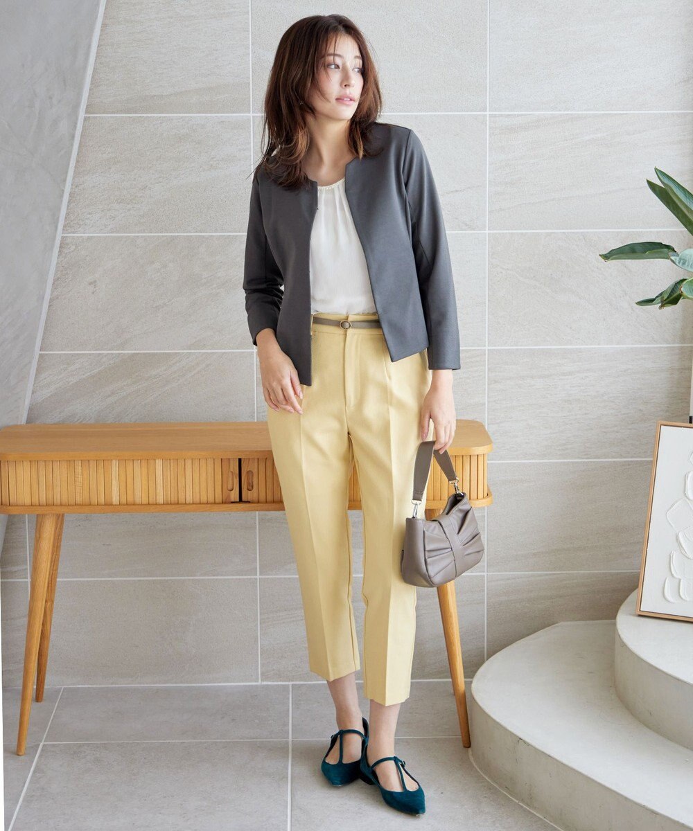 Tiaclasse L 【洗える】ノーカラーポンチジャケット 