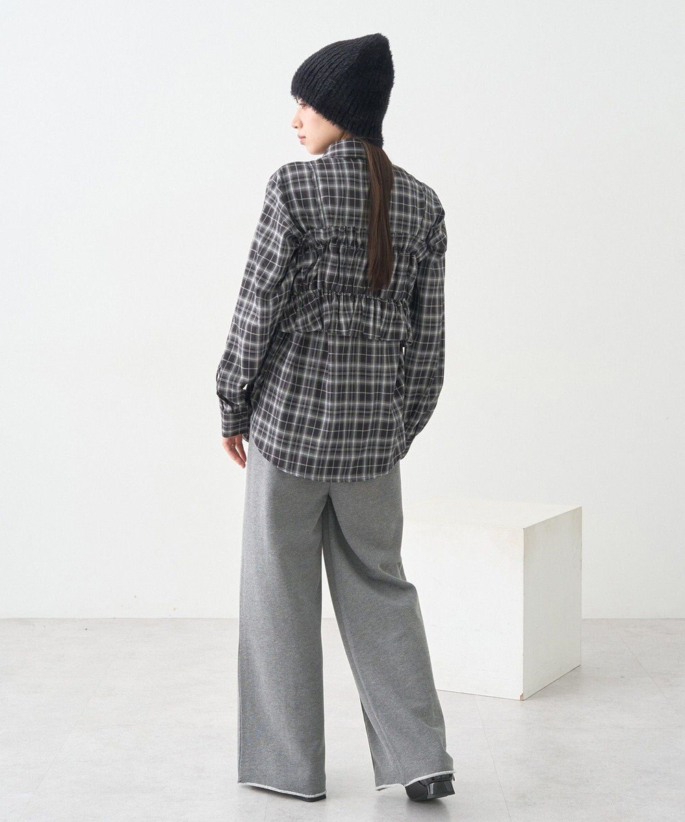 earth music&ecology SET2点チェック柄シャーリングビスチェ＋シャツ 