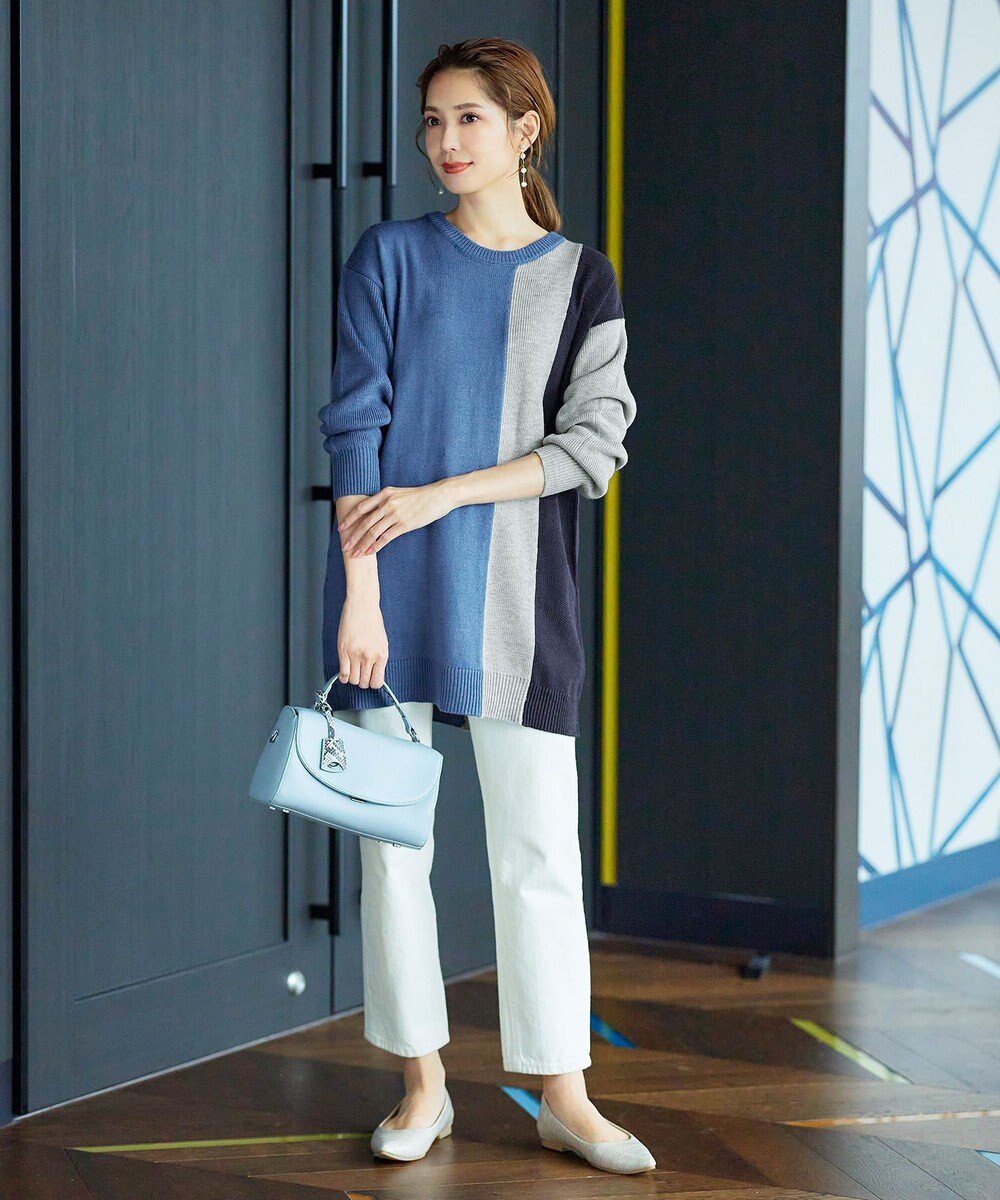 Tiaclasse 【洗える】配色ニットチュニック 