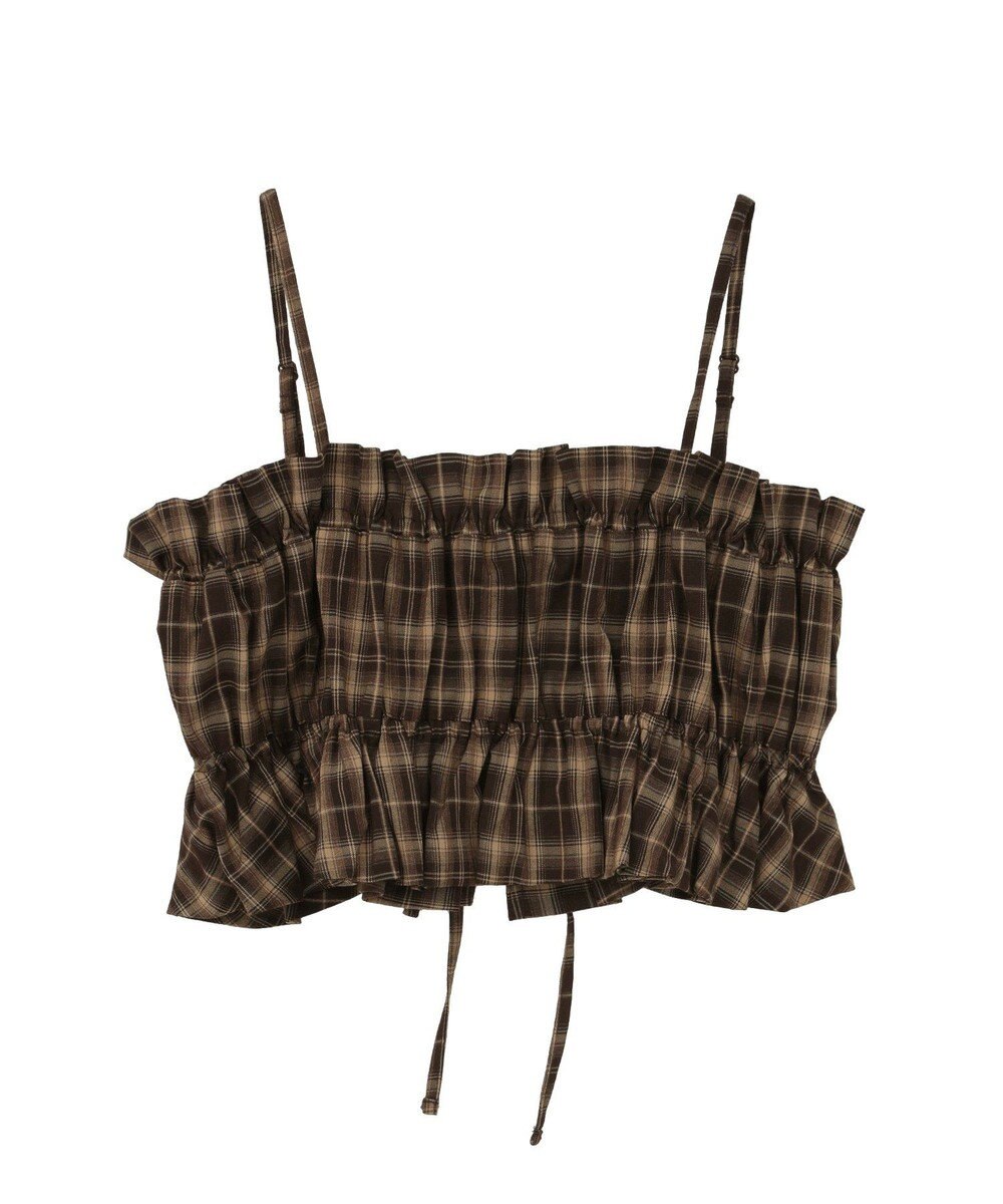 earth music&ecology SET2点チェック柄シャーリングビスチェ＋シャツ 