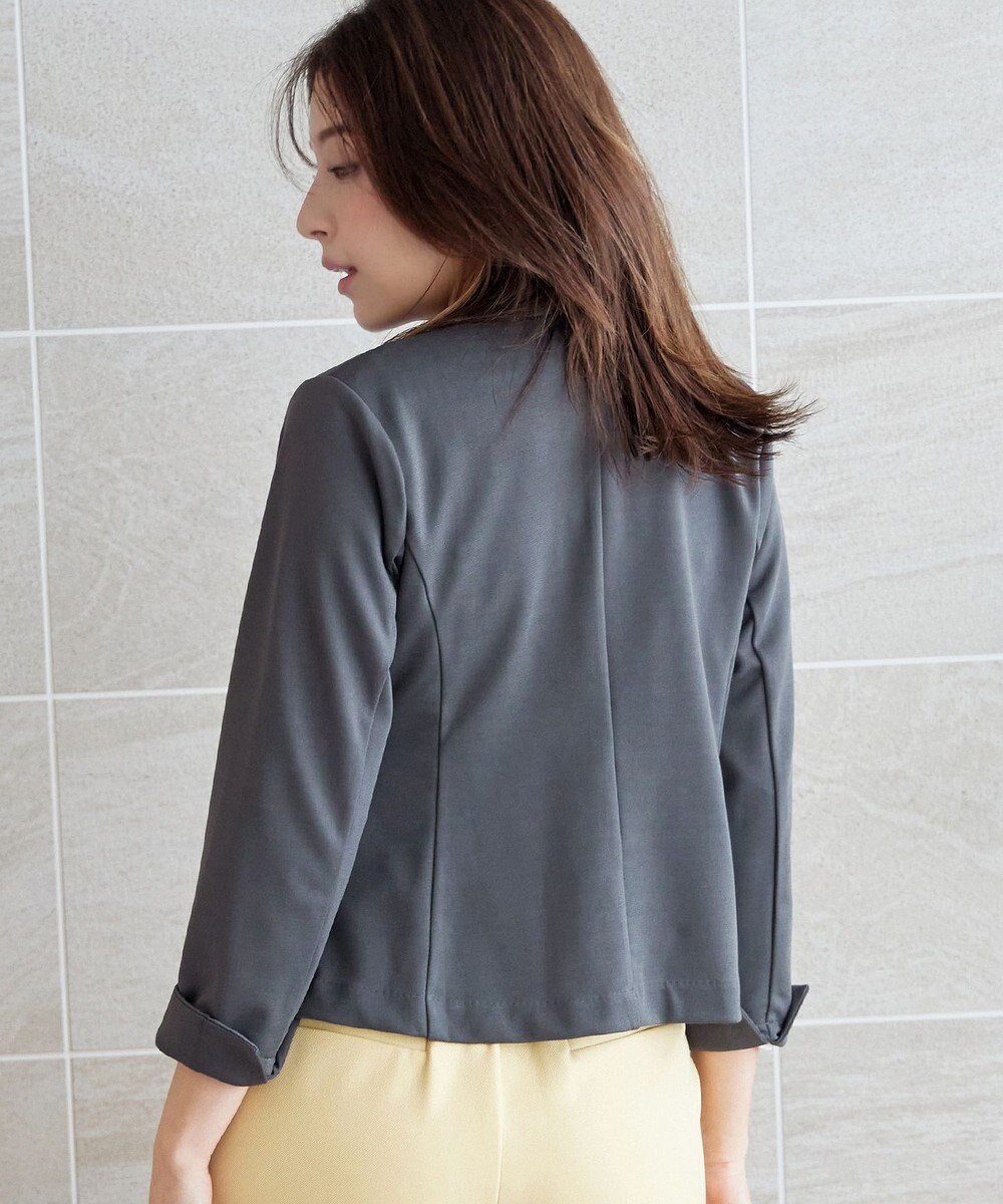 Tiaclasse L 【洗える】ノーカラーポンチジャケット 