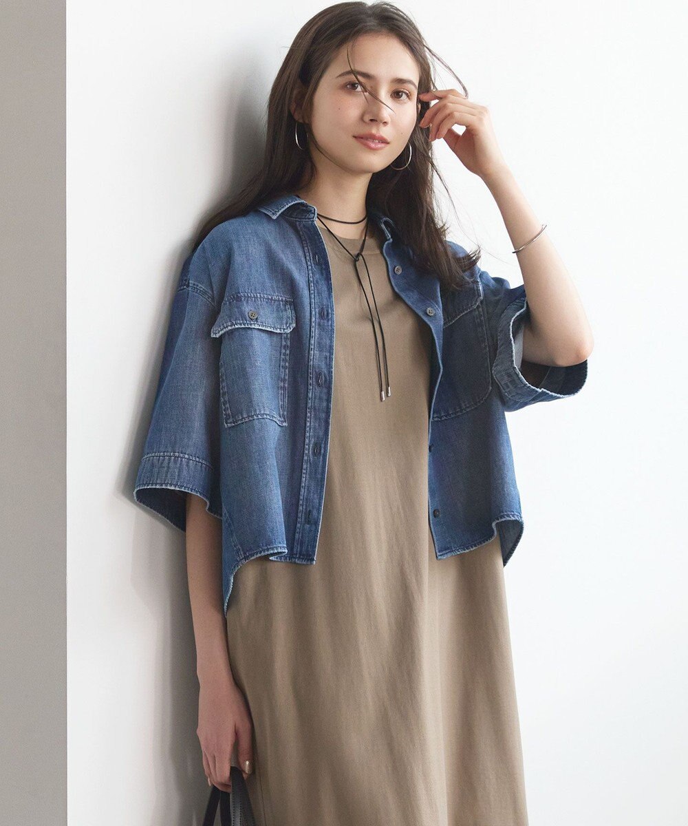 23区 【SLOW/一部店舗限定】LIGHT DENIM クロップド シャツ 