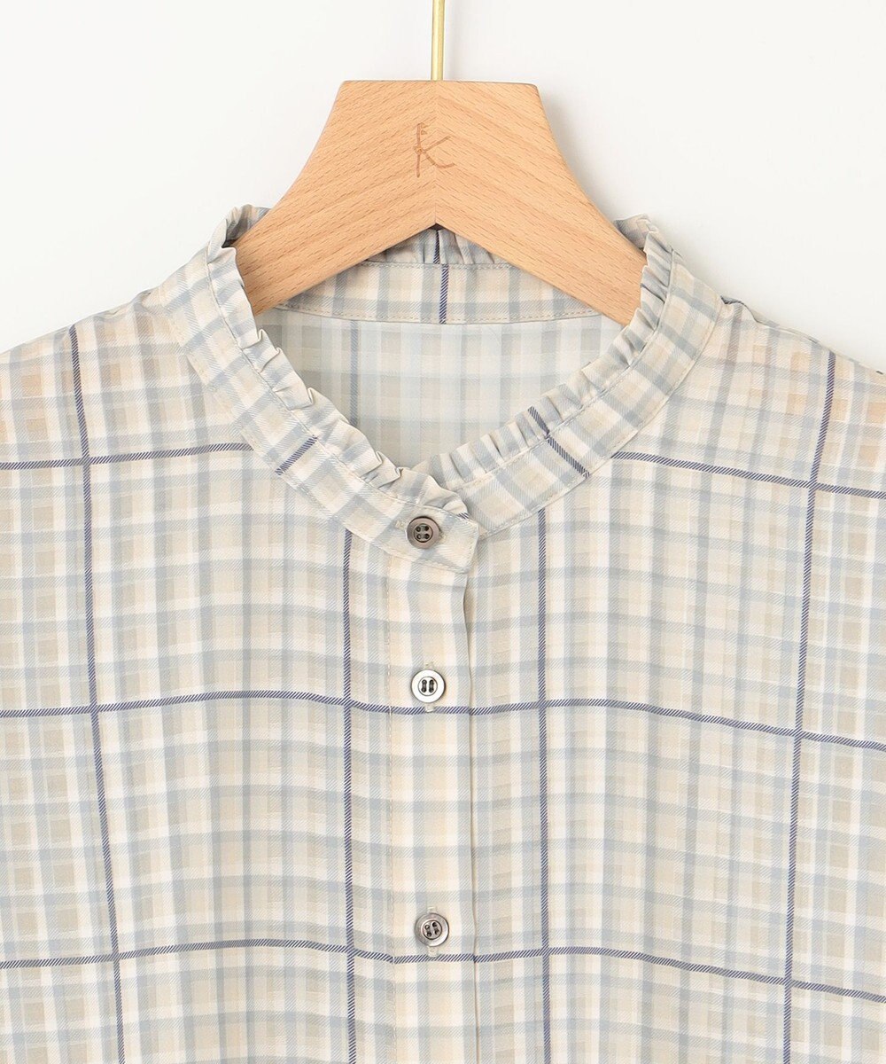 組曲 L 【洗える】シアーチェック ブラウス 