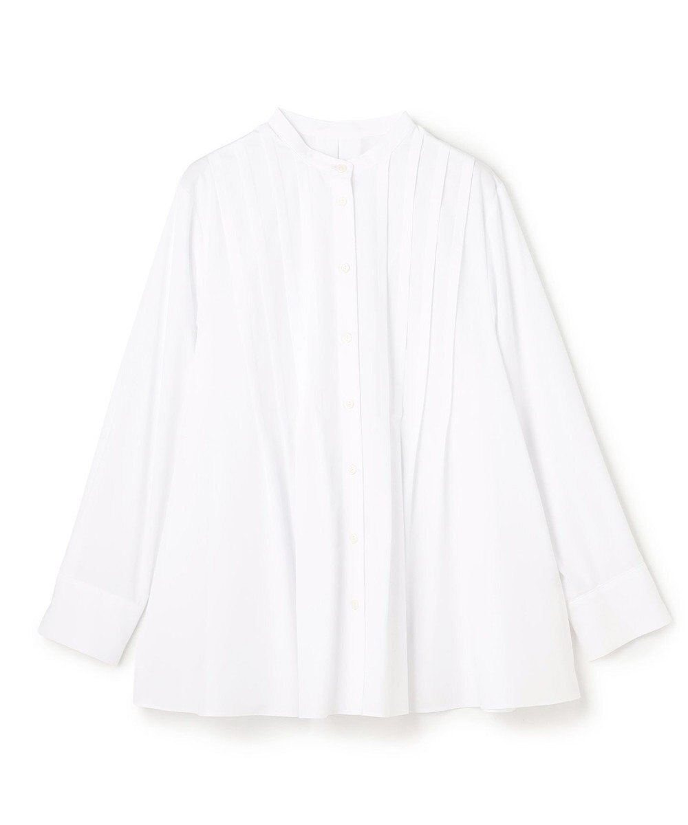 UNFILO L バンドカラー タックブラウス 