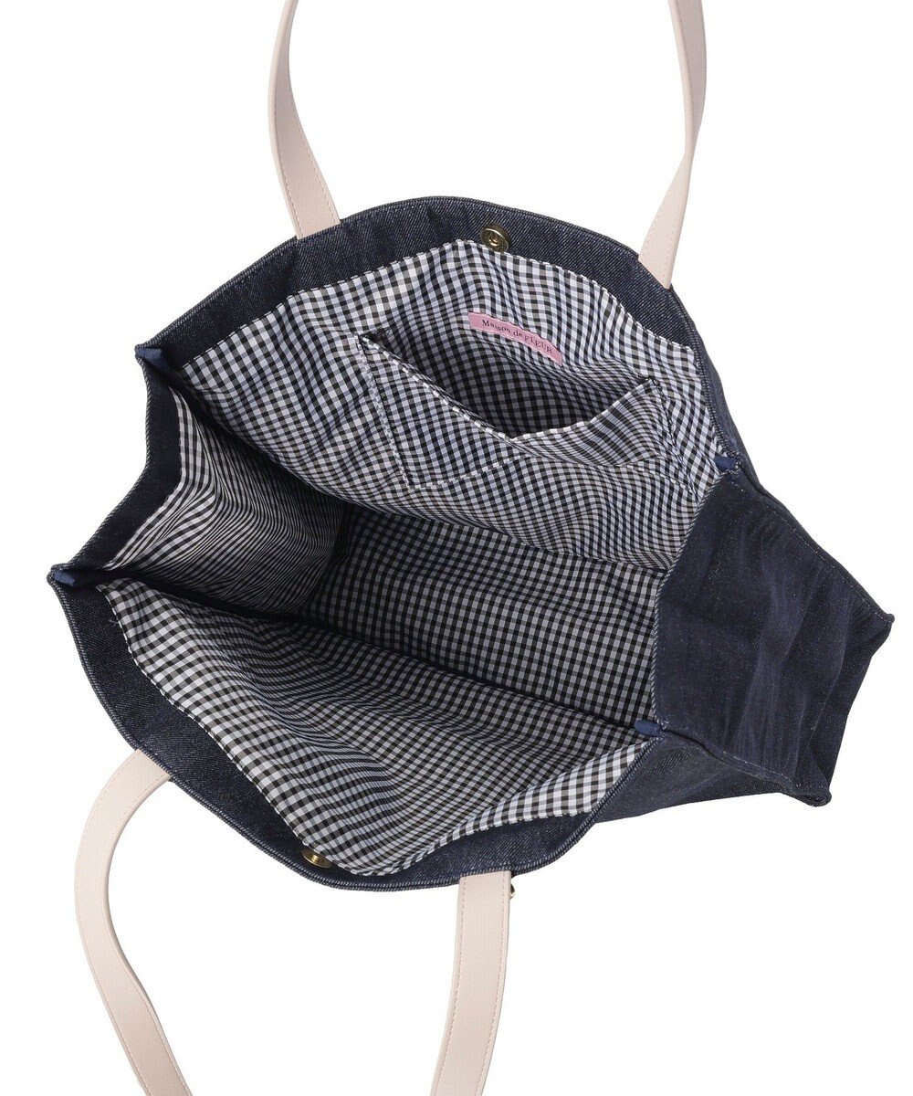 Maison de FLEUR デニムブランドロゴスクエアトートバッグ 