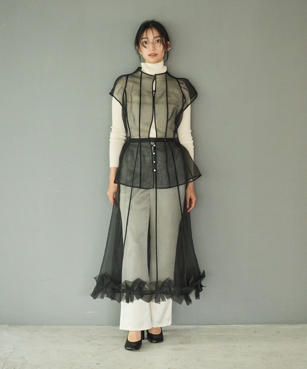 #Newans オーガンジーパネルブラウス 