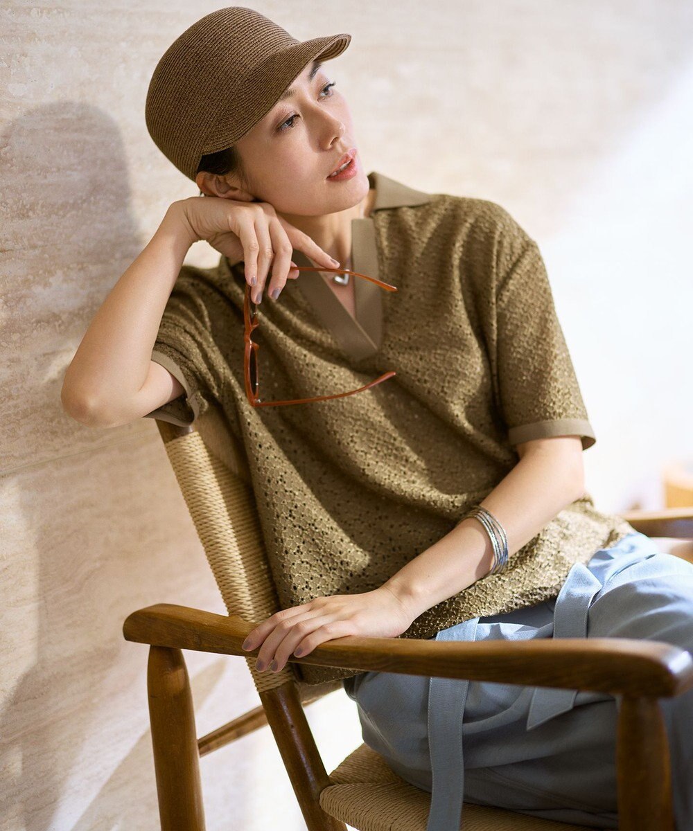 自由区 L 【カタログ掲載】コットンリネンシャンブレーテーパード パンツ 