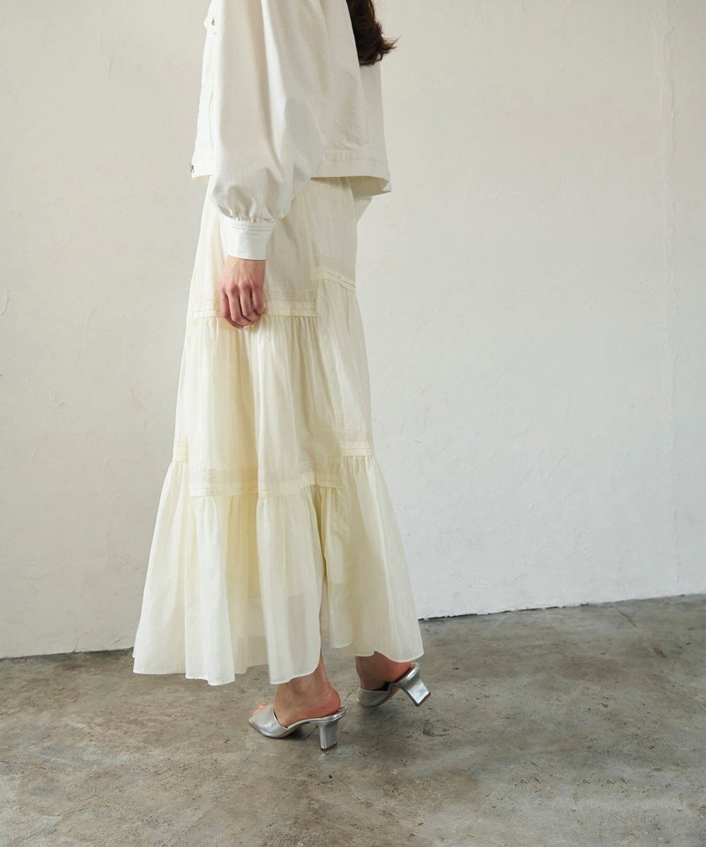 GRACE CONTINENTAL ギャザーレースロングスカート 