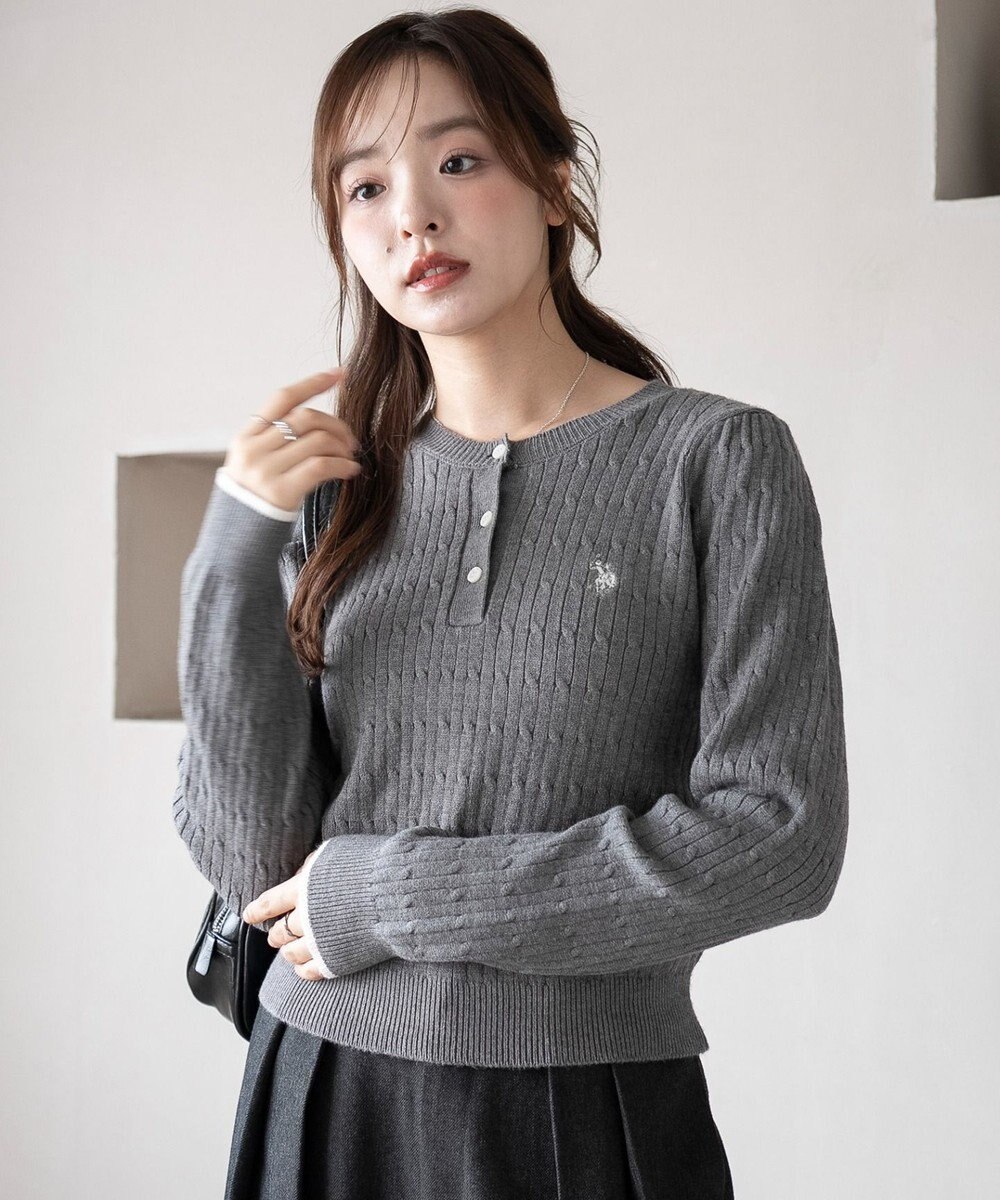 WEGO 【WEB限定/25年秋冬新作】別注USPOLOヘンリーネックニットPO 