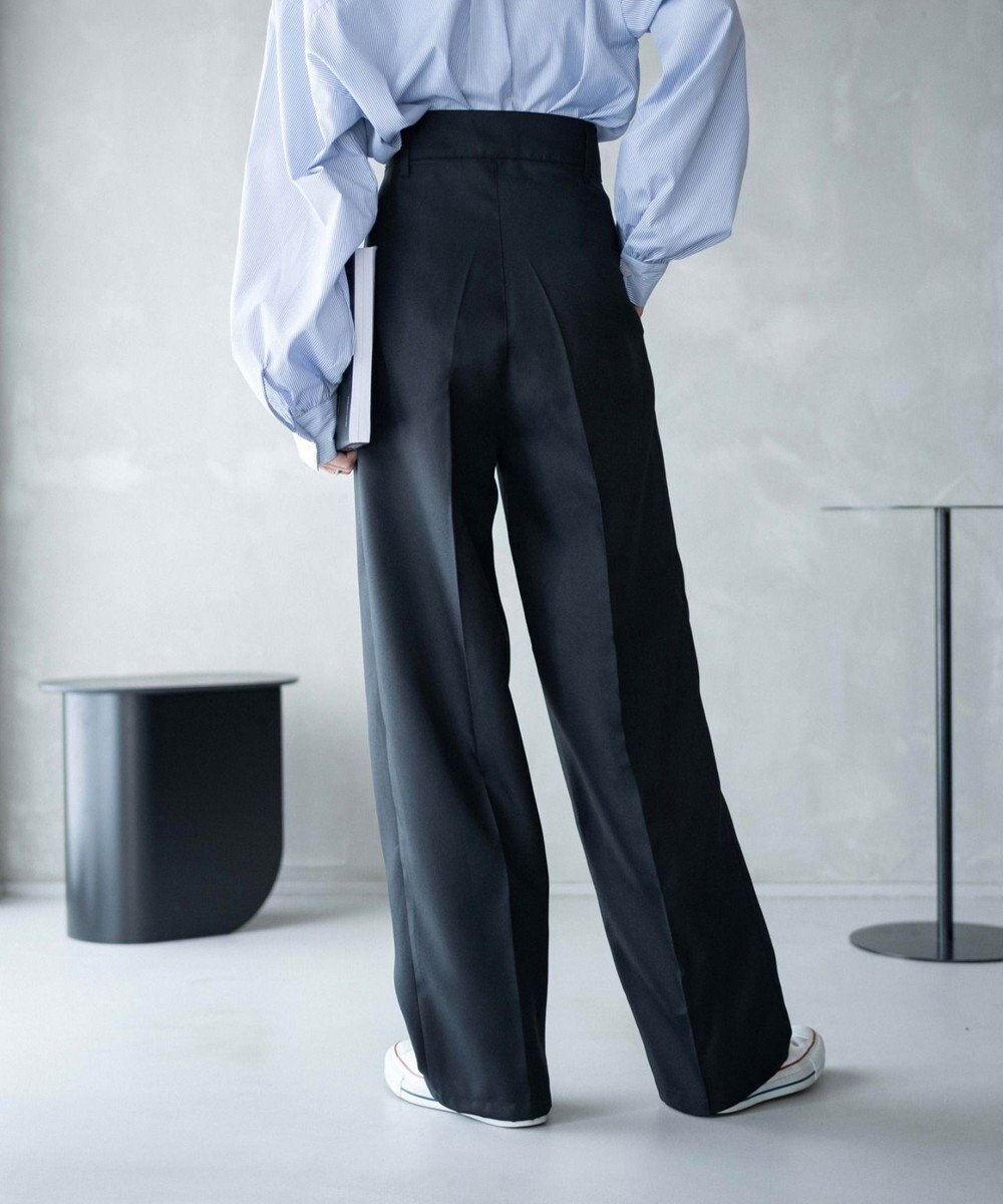 WEGO 【手洗い可】ハイウエストセンタープレスワイドパンツ 