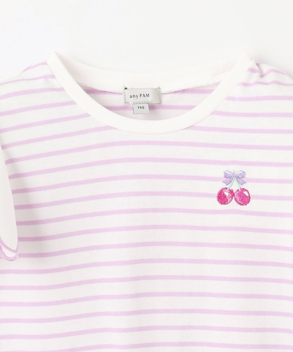 ANY KIDS 袖スカラップ ボーダーTシャツ 