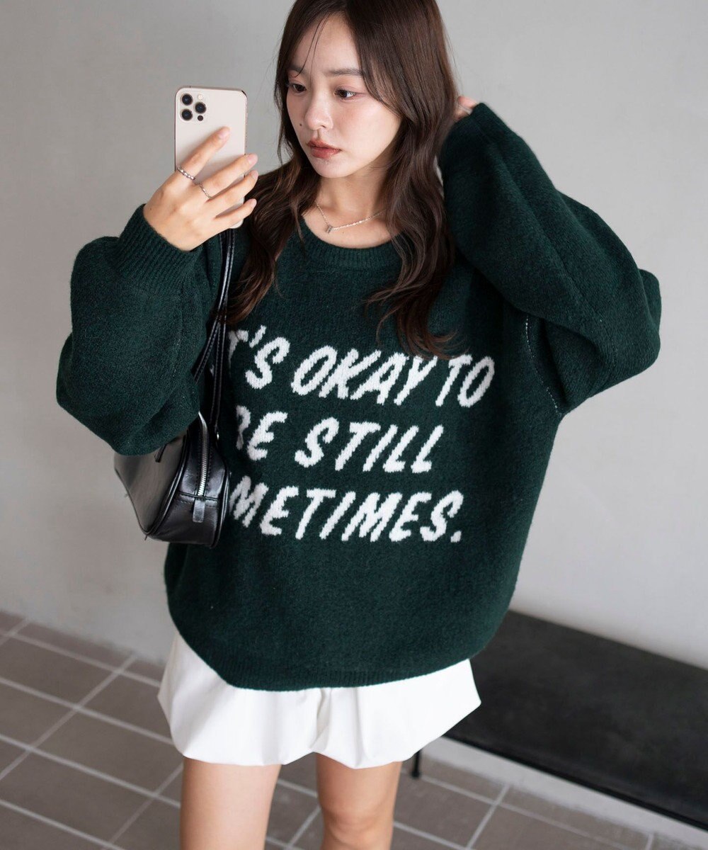 WEGO 【2025年秋冬新作】フラッフィーグラフィックニットBIGプルオーバー 