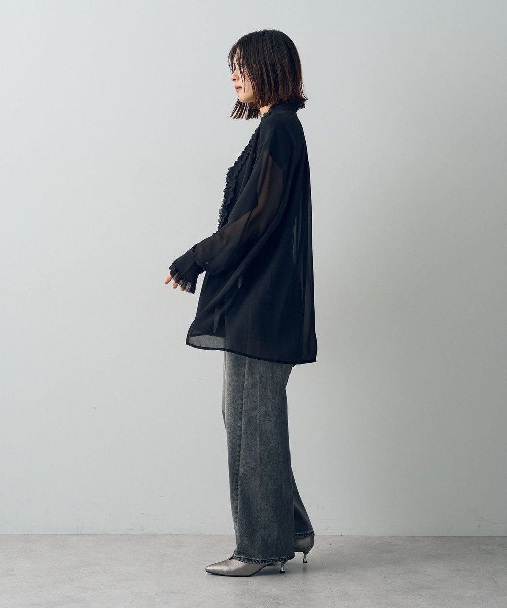 YECCA VECCA フリルデザインロングシャツ 