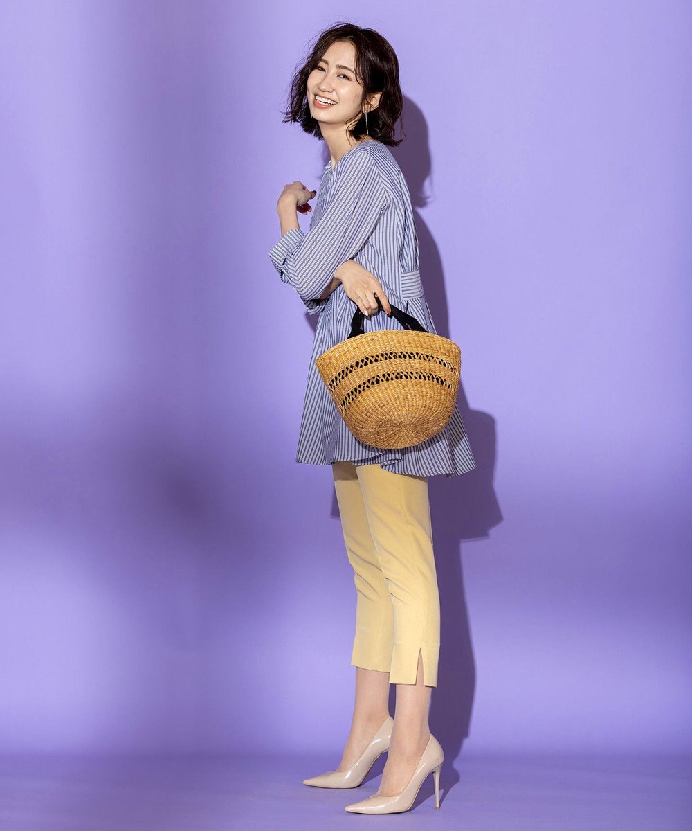 Tiaclasse 【洗える】美脚効果の高いスリットテーパードパンツ 