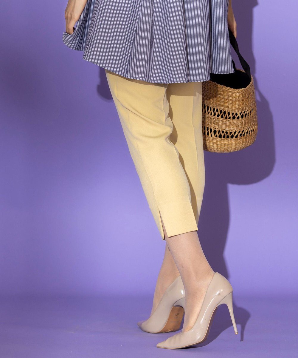 Tiaclasse 【洗える】美脚効果の高いスリットテーパードパンツ 