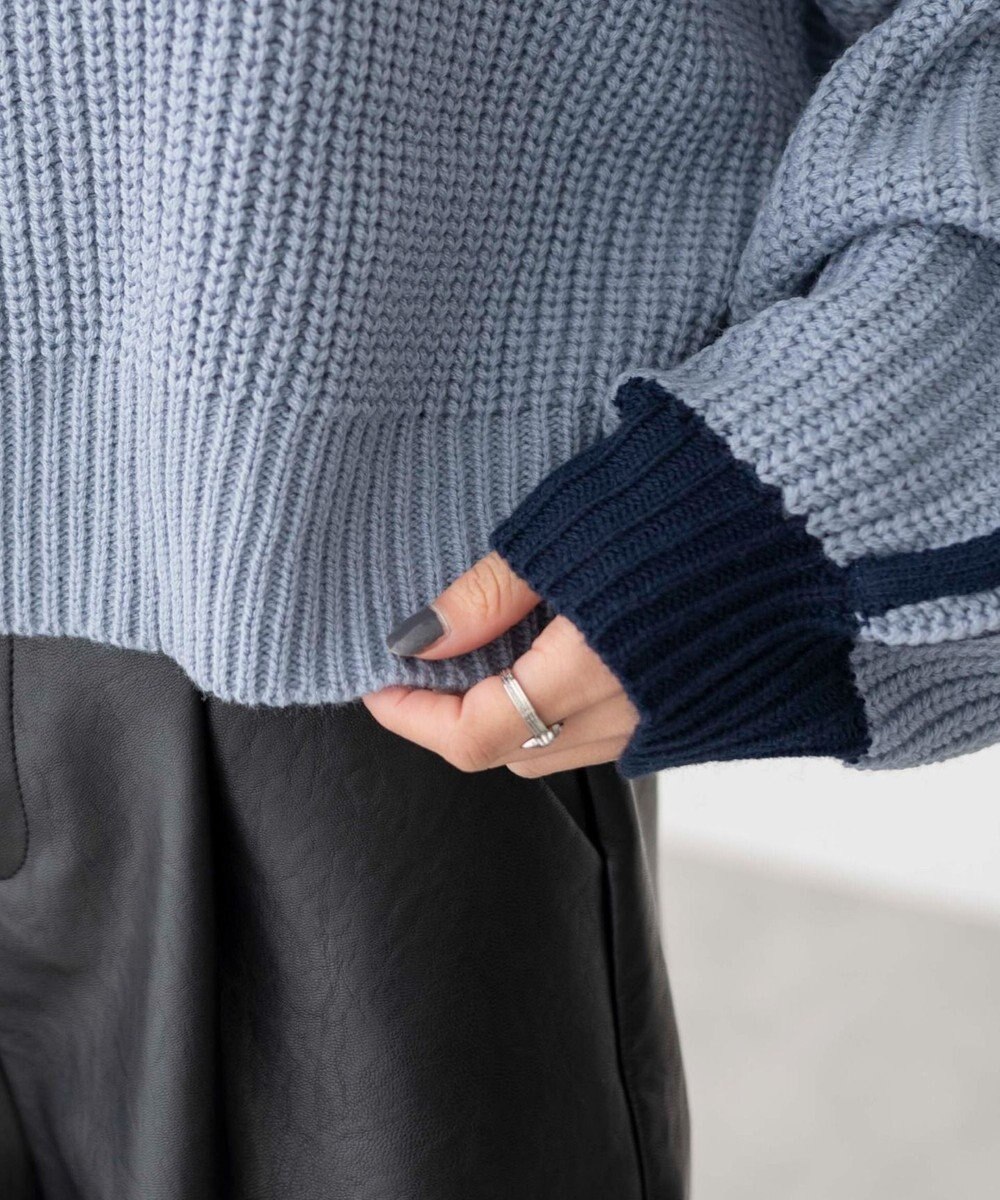 WEGO 2ラインハーフジップニットプルオーバー 