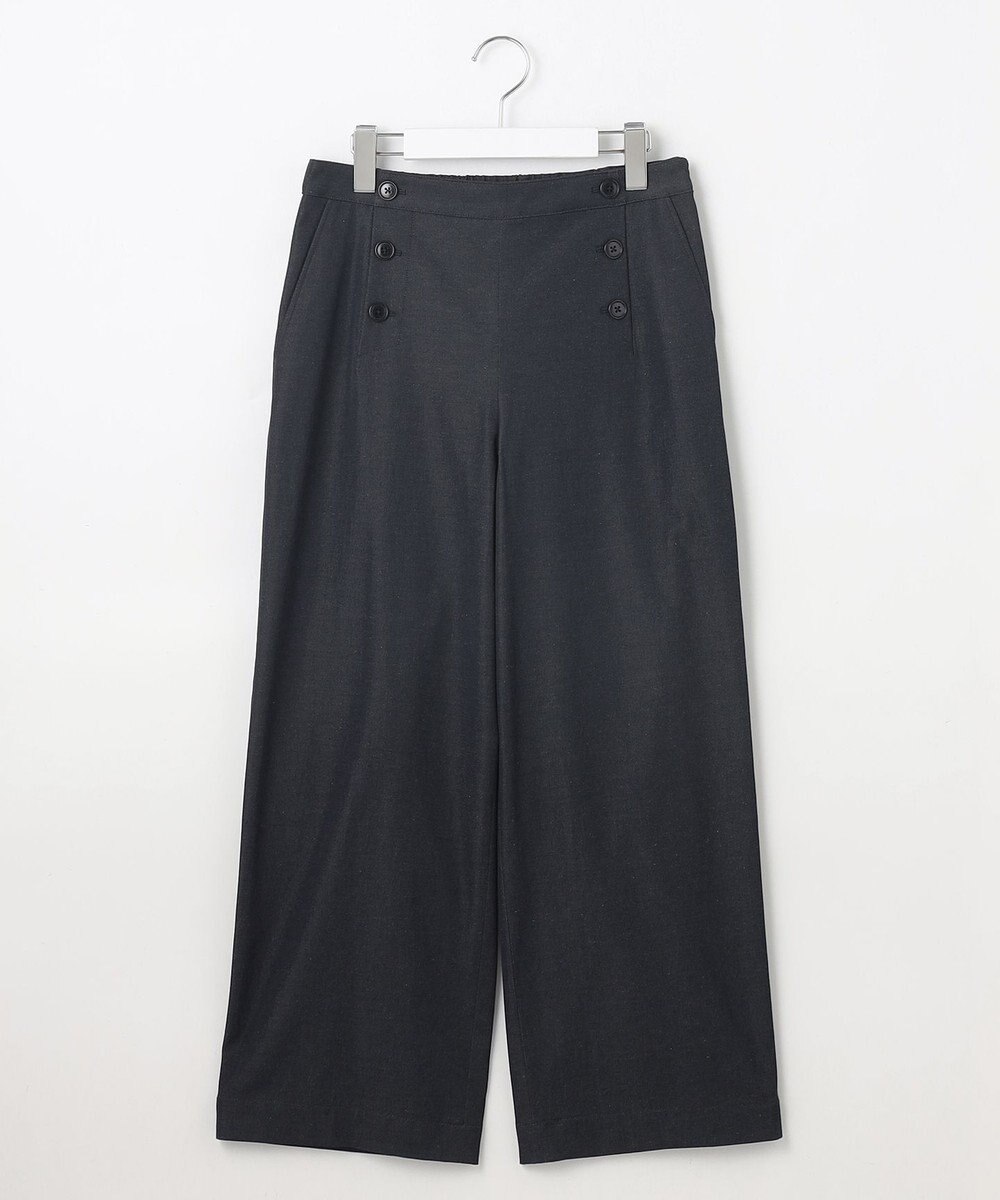 J.PRESS LADIES 【洗える・接触冷感・UVケア・吸水速乾・防透け】麻シェルドライ ワイドストレート マリン パンツ 