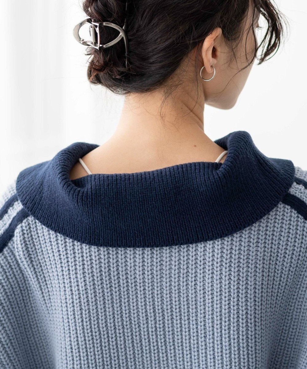 WEGO 2ラインハーフジップニットプルオーバー 