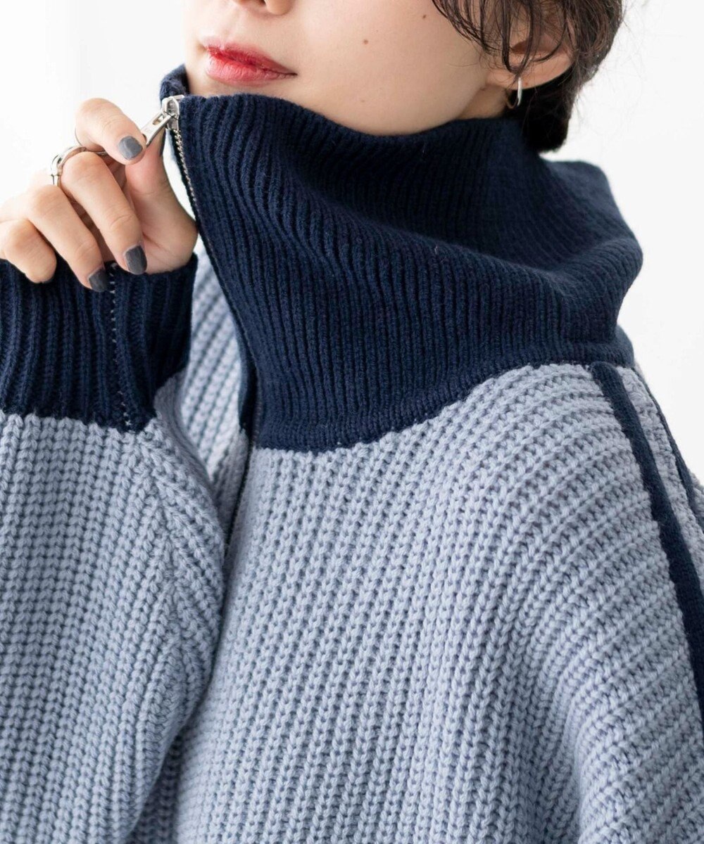 WEGO 2ラインハーフジップニットプルオーバー 