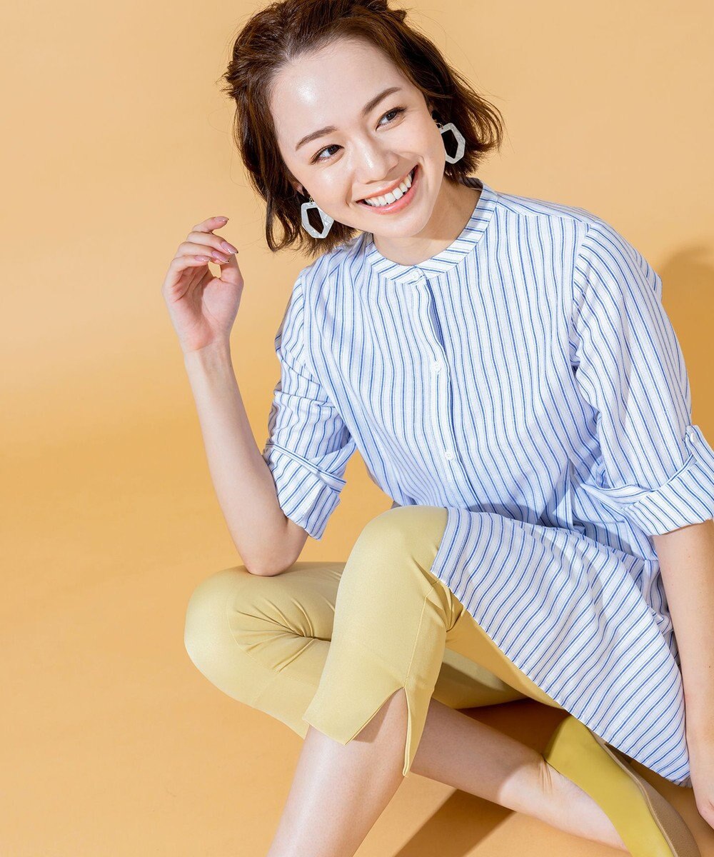 Tiaclasse 【洗える】美脚効果の高いスリットテーパードパンツ 