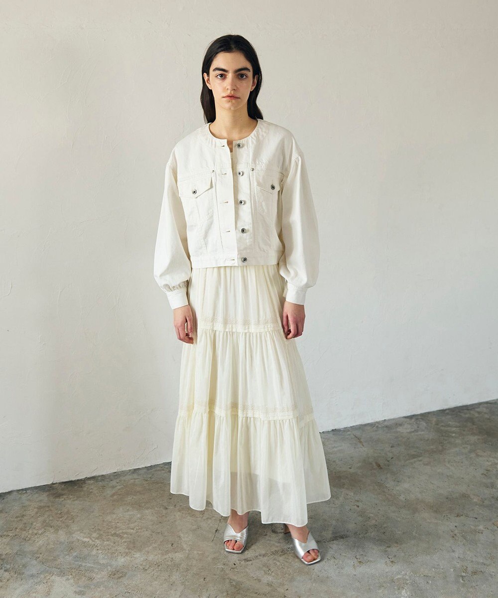 GRACE CONTINENTAL ギャザーレースロングスカート 