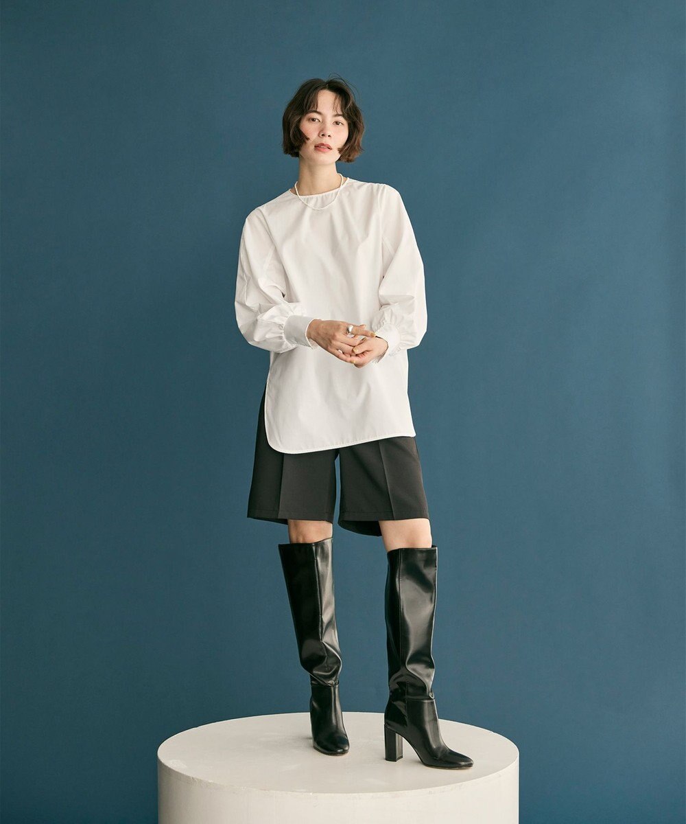 #Newans 【洗濯機可】シャーリングカフスシャツ 