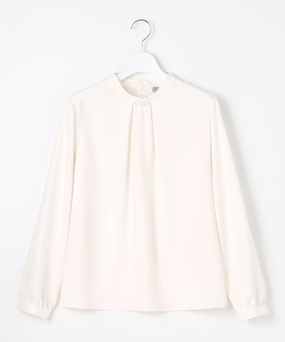 J.PRESS LADIES L 【洗える】ヌーディスバックサテン スタンドカラー ブラウス 