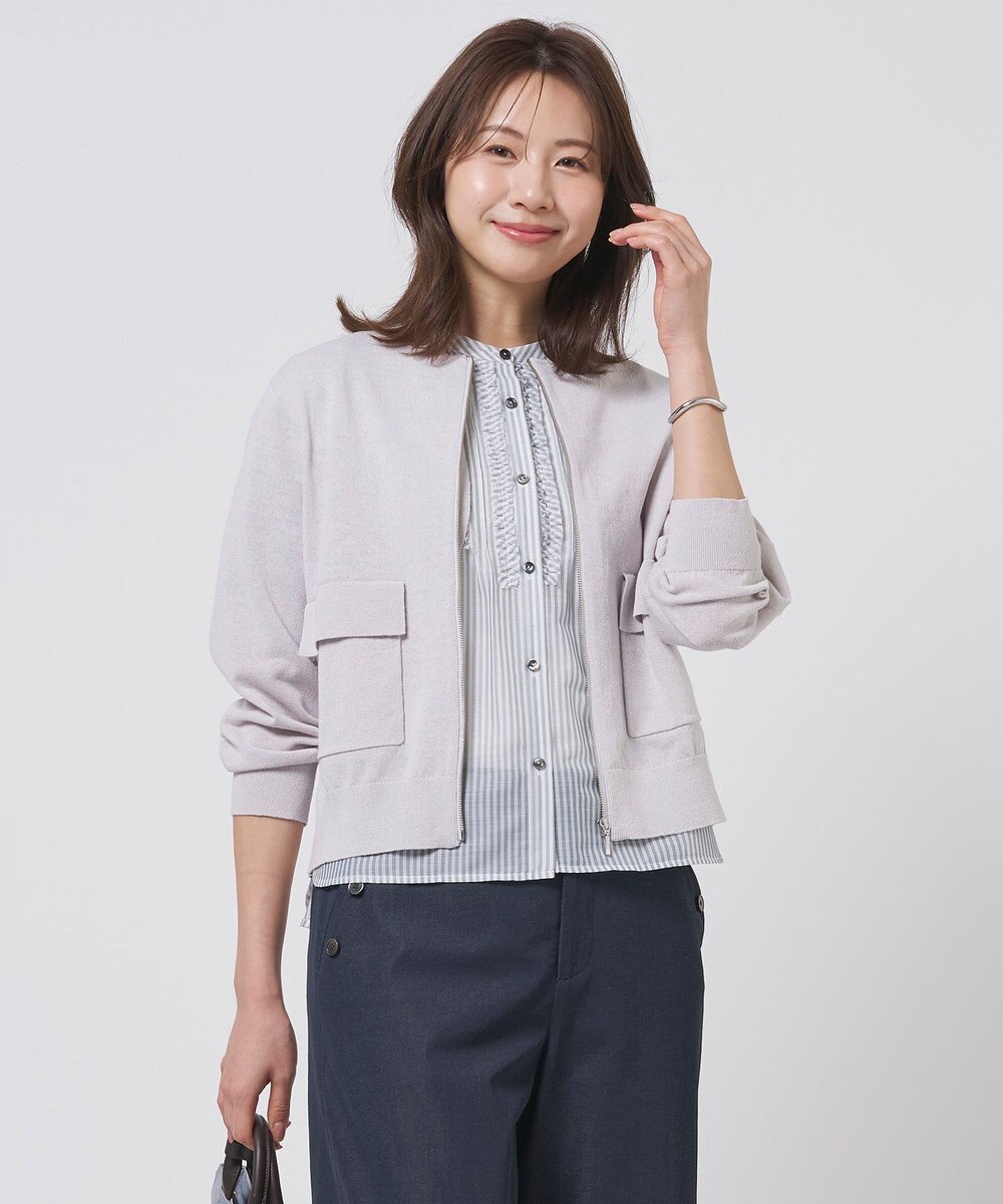 J.PRESS LADIES L LINEN COTTON BLEND ニット ブルゾン 