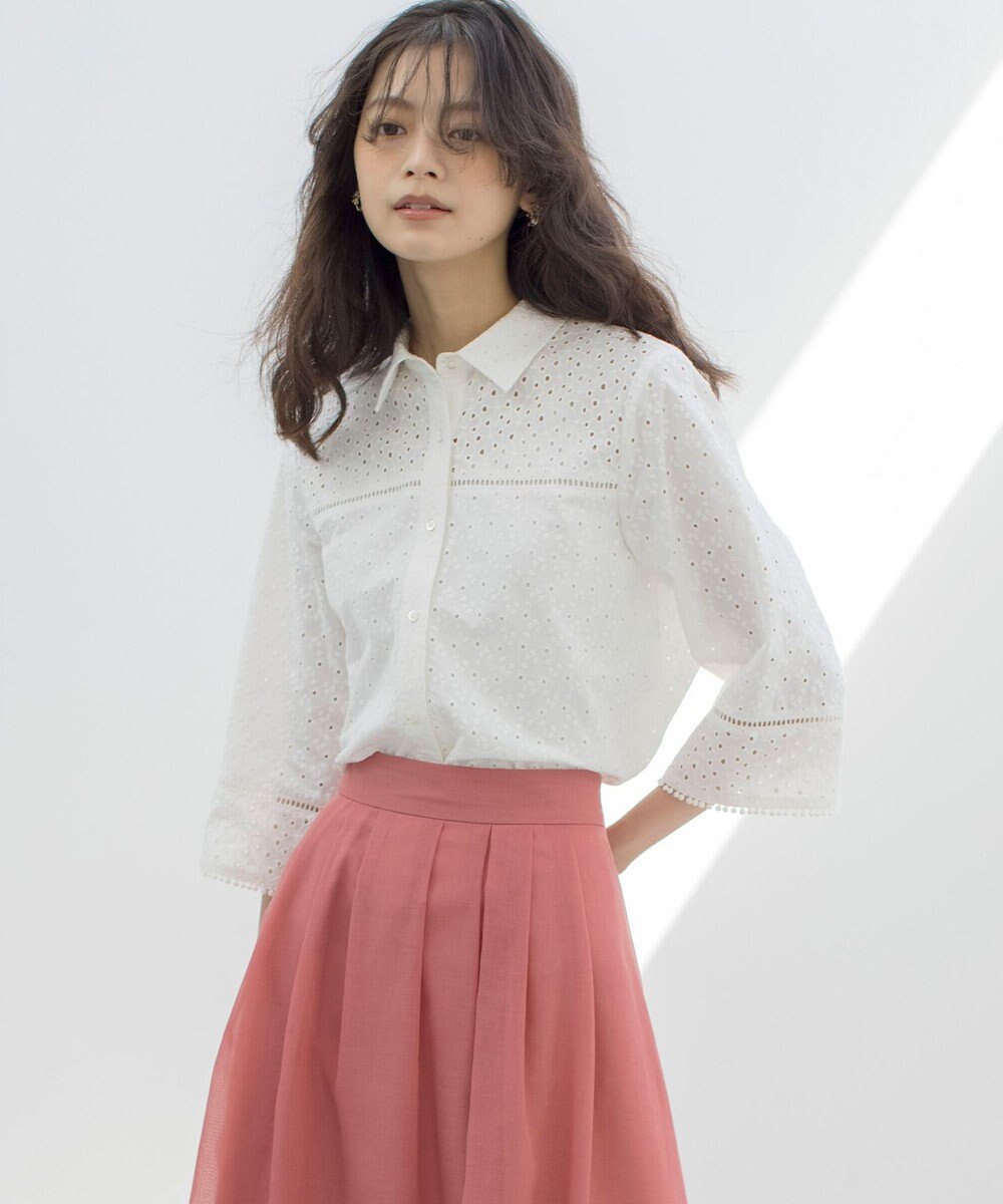 組曲 S エンブロイダリーレース襟付 ブラウス 