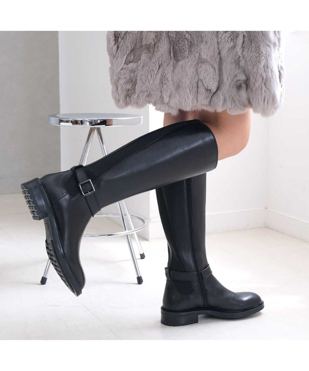 Pointer 本革ベルトデザイン 裏起毛 ロングブーツ 