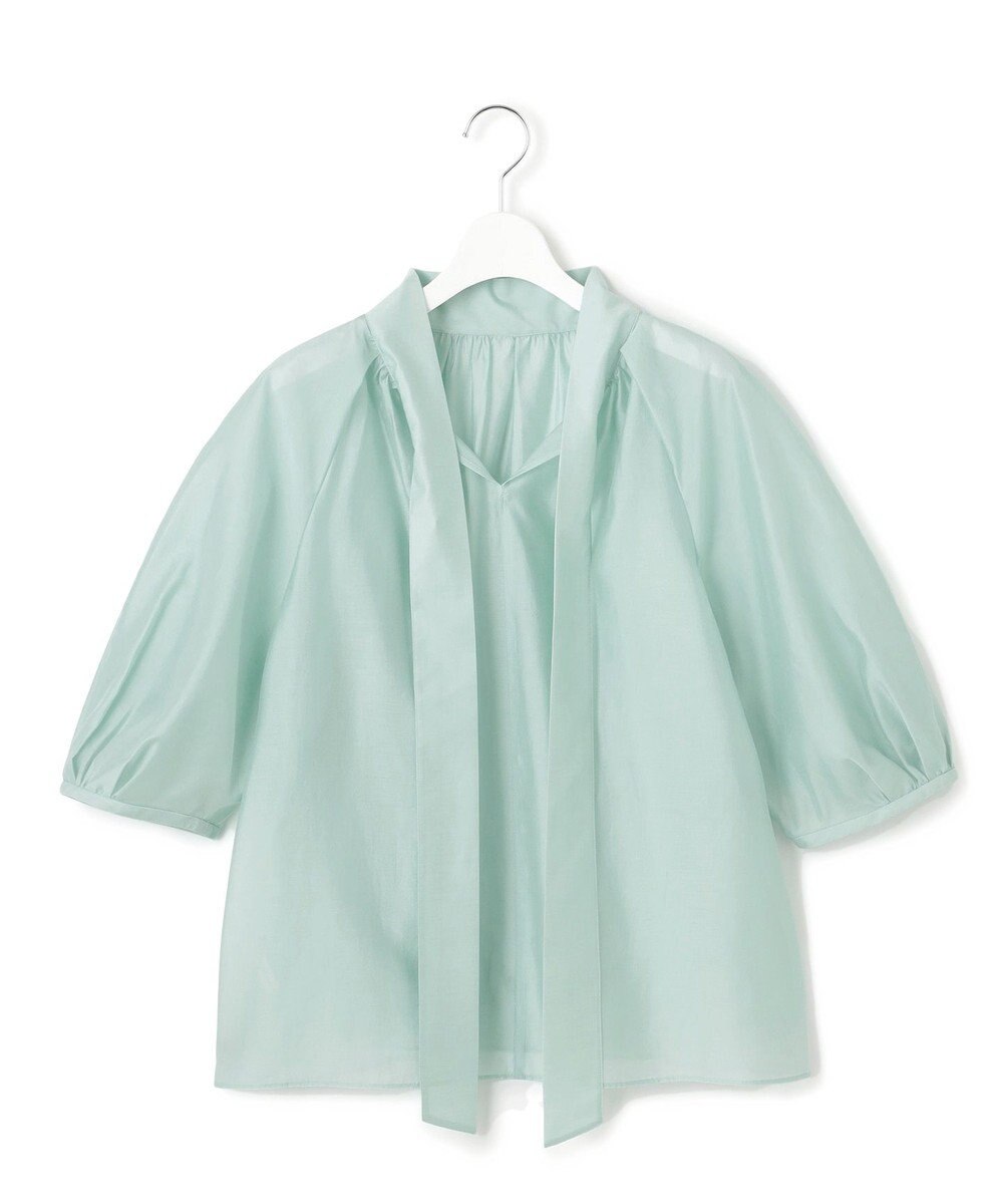 23区 L 【WEB&一部店舗限定/洗える】ライトシアーミクスチャー ボウタイ ブラウス 