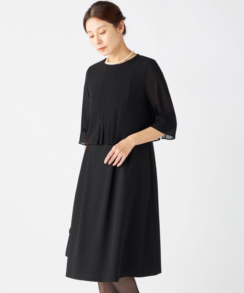 組曲 NOIR 【洗える】ウォッシャブルストレッチバックサテン ジャケット＋ワンピース 