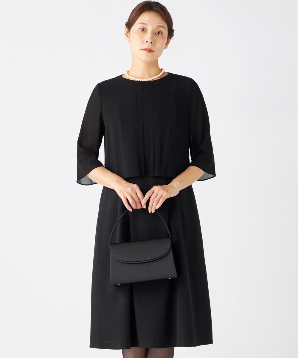 組曲 NOIR 【洗える】ウォッシャブルストレッチバックサテン ジャケット＋ワンピース 