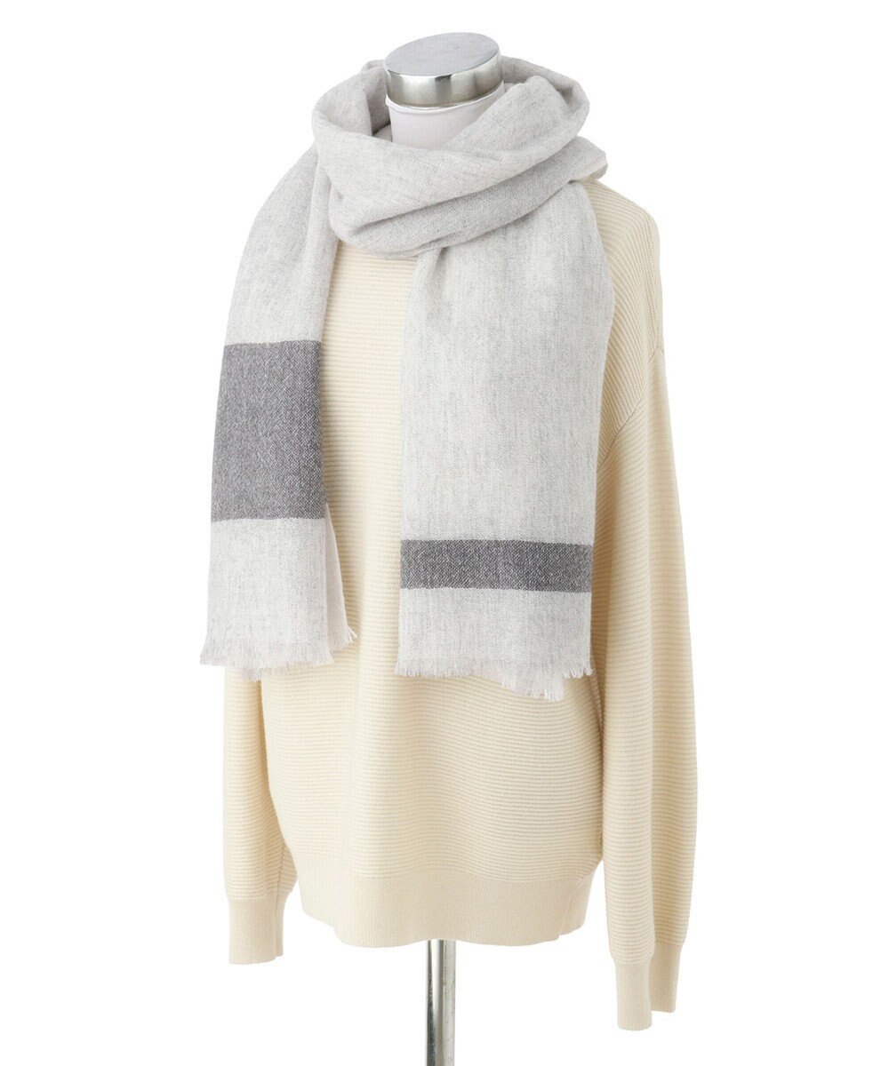 MOONBAT FURLA カシミヤ100%大判薄手メランジュチェックストール/幅70cm 